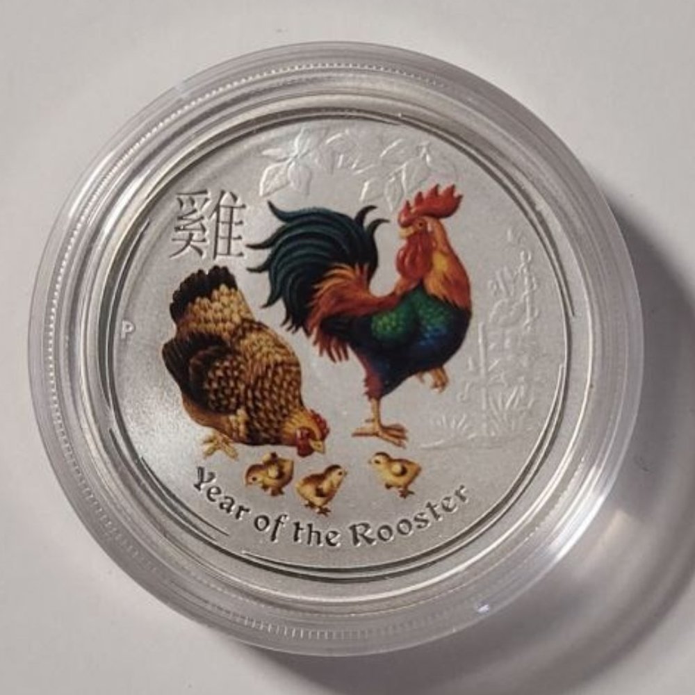 2017 1/2 oz Australian Lunar II The Year of the Rooster Silver Coin colorized